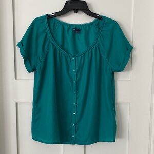 GAP Teal Button-Up Blouse